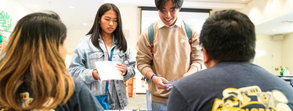 Students at a resource tabling event