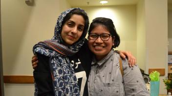 Two students posing for a picture
