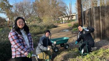 UC Davis College Corps students working outdoors