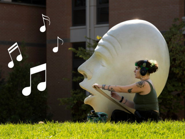 Decorative Image of student listening to music