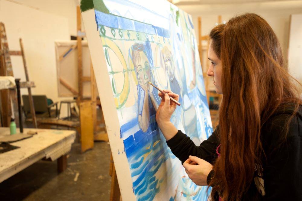 A woman painting