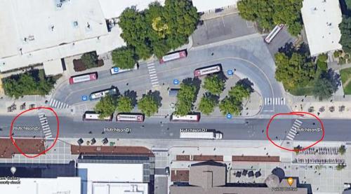 Crossing guards locations at Silo bus terminal