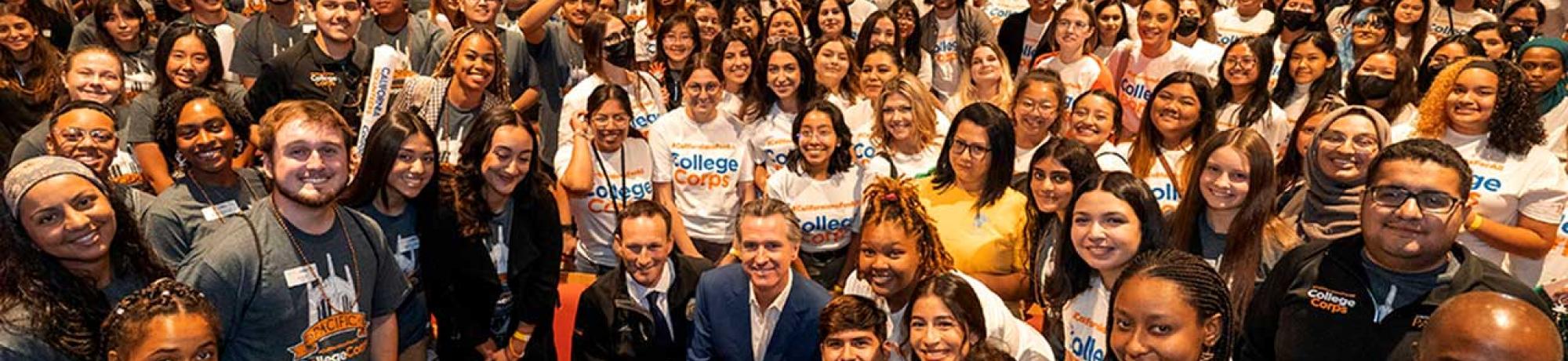 UC Davis College Corps group shot with Gavin Newsom