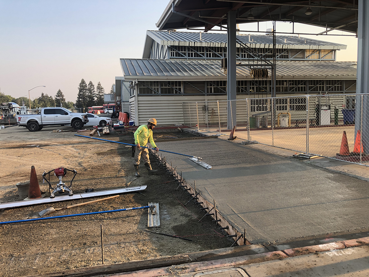 Concrete work underway at ASUCD Unitrans maintenance facility