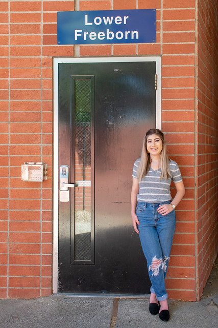 Nicole in front of Lower Freeborn