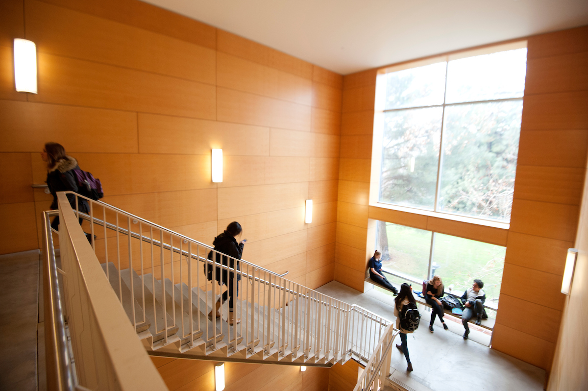 The stairs in the Sciences Lab Building