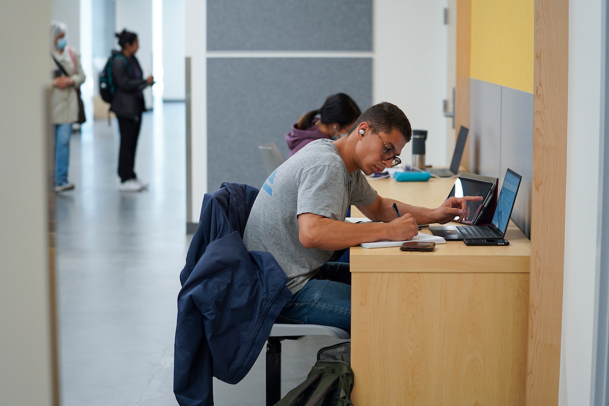 A student works in the TLC