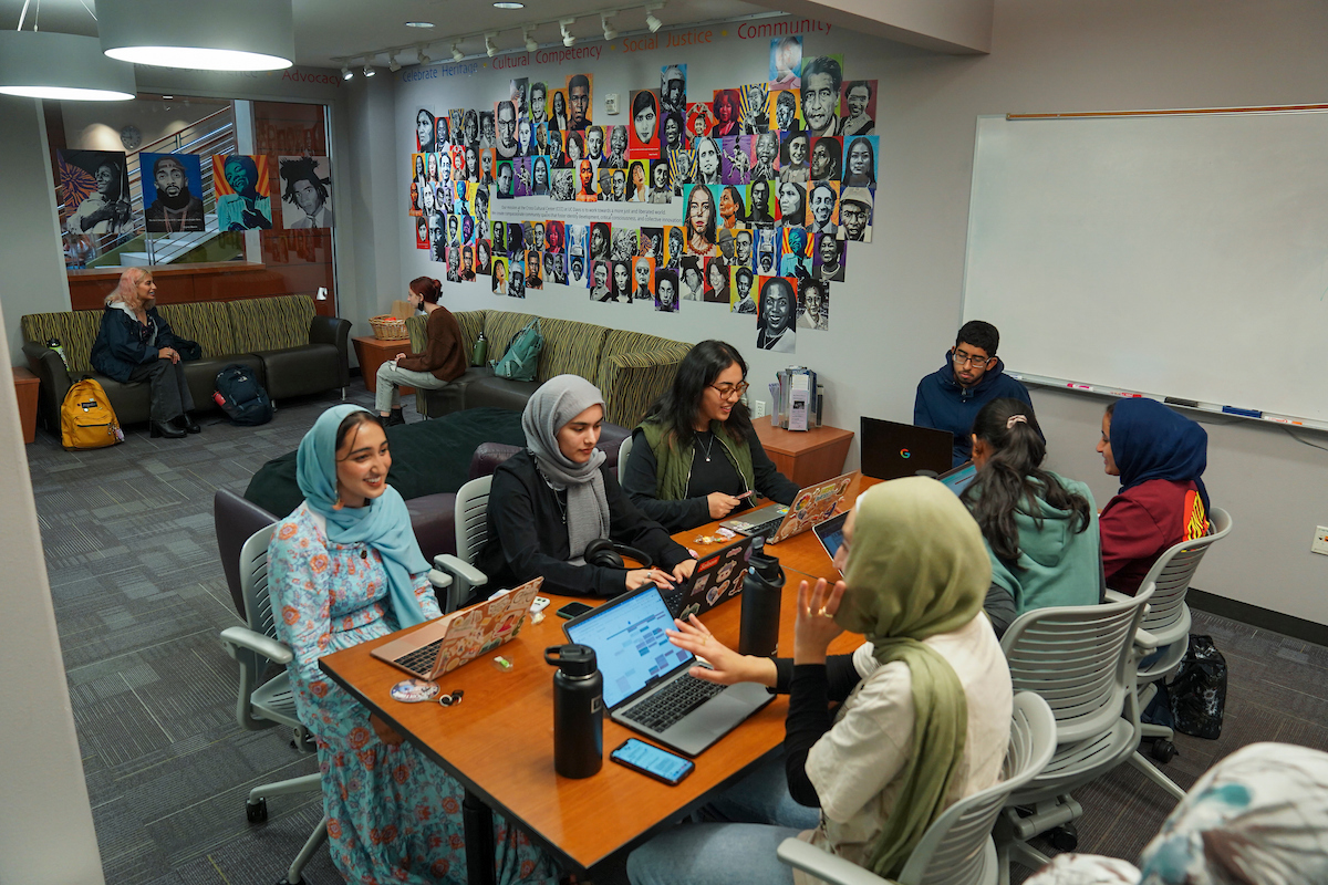 Students sit in the Cross Cultural Center