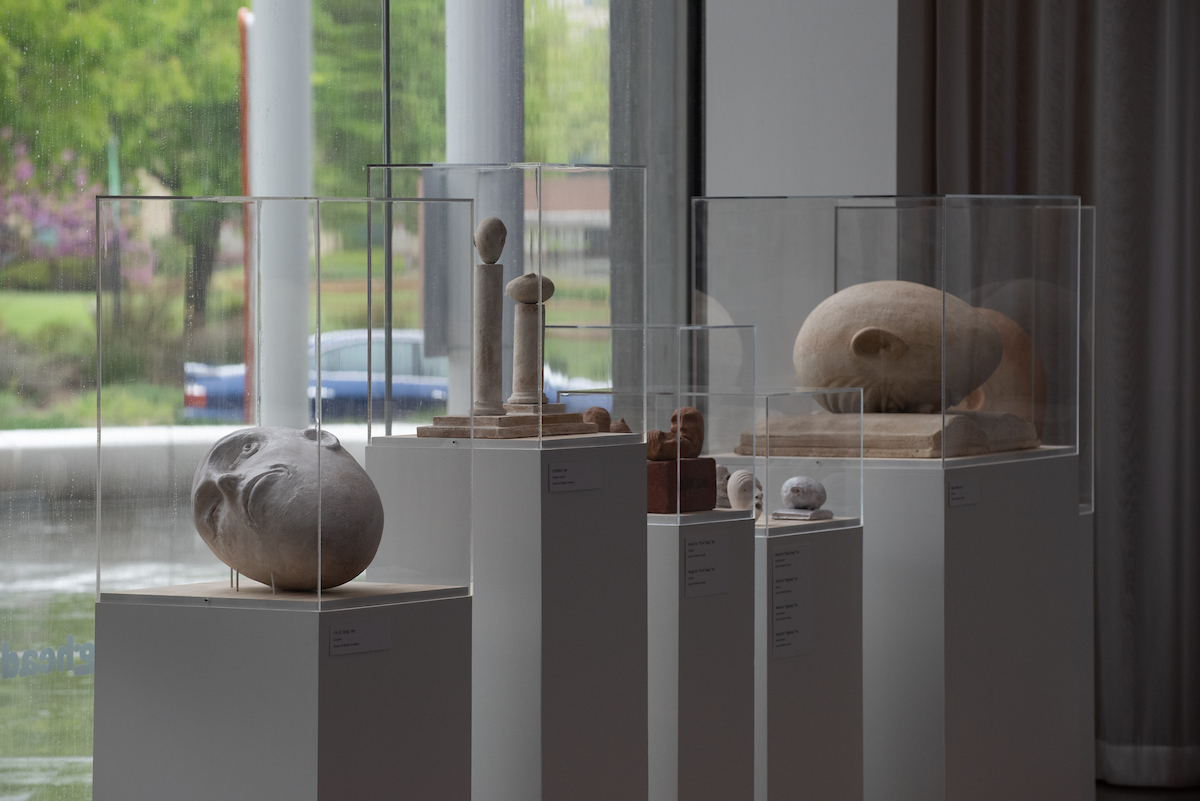Early clay models of the Eggheads at the Manetti Shrem Museum