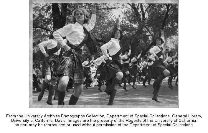 Piedmont Highland Lassies in the parade at Picnic Day, 1964